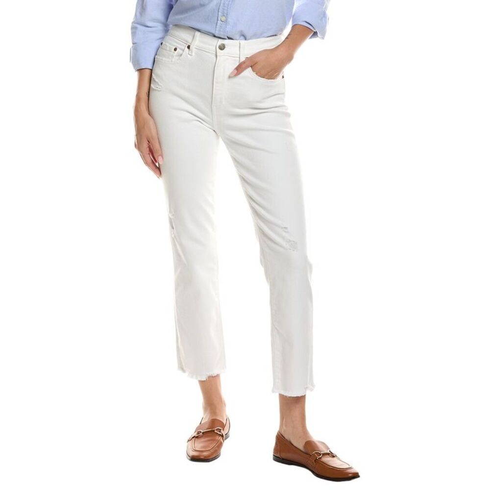 Daze Denim Womens  Straight Up Crystal Clear Straight Leg Jean, White